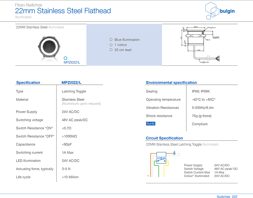 MPZI022-L不銹鋼P(yáng)iezo開關(guān)選型