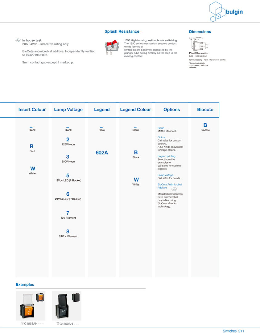 1550標(biāo)準(zhǔn)和1350高電涌開(kāi)關(guān)功能表