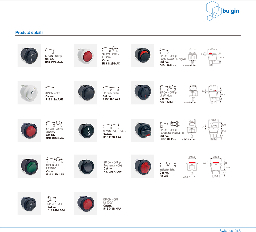 R13圓形翹板開關(guān)功能