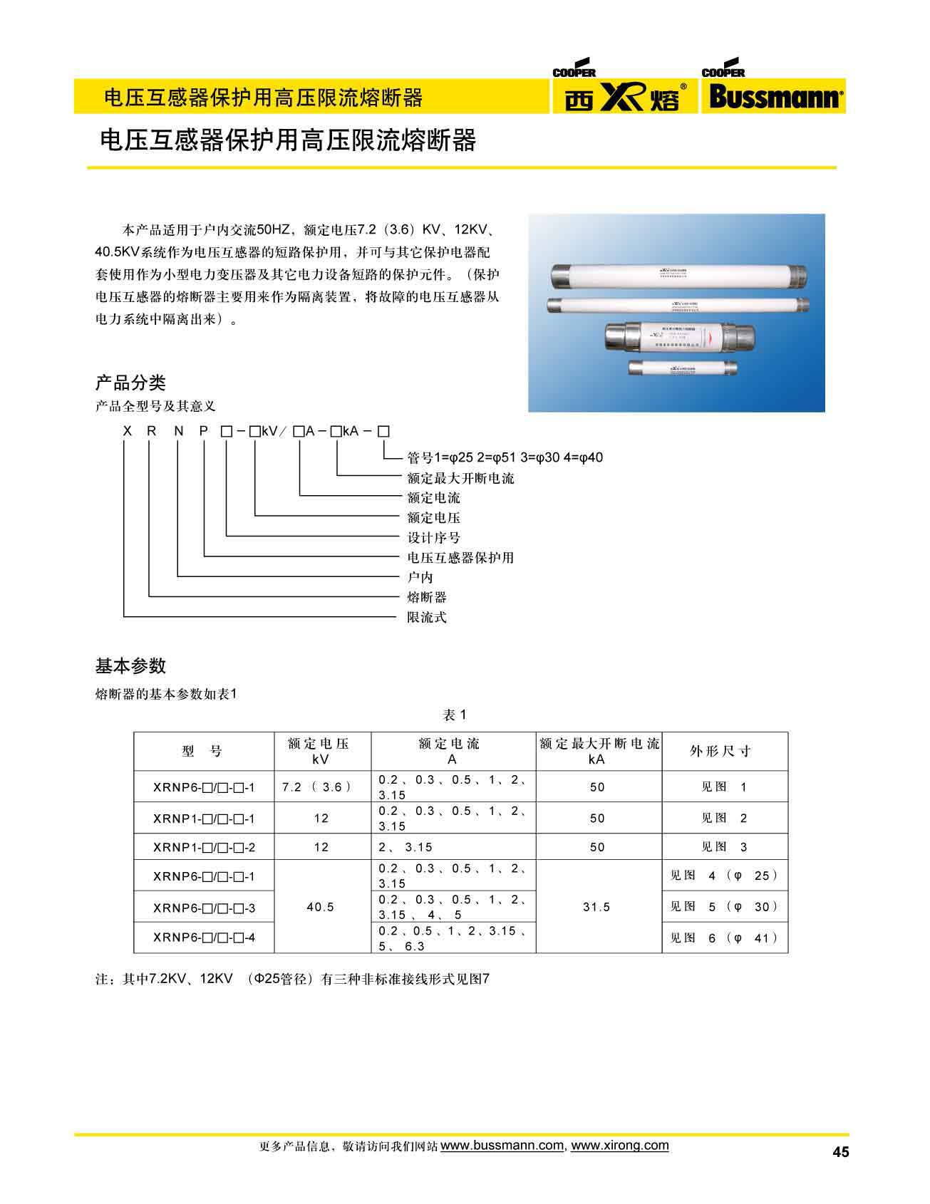 電壓互感器保護(hù)高壓限流熔斷器XRNP系列選型
