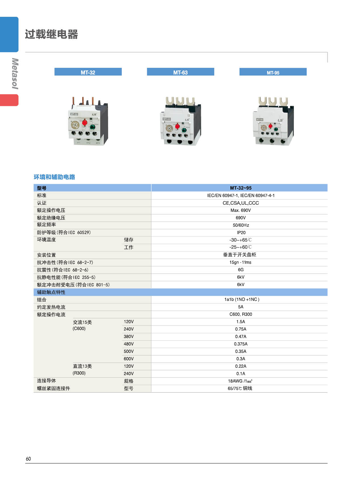 MT-95系列熱過(guò)載繼電器輔助電路